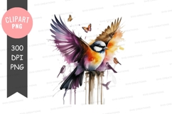 Vibrant bird in flight clipart png Product Image 1