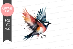 Vibrant bird in flight clipart png Product Image 1