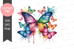 Colorful butterflies clipart png Product Image 1