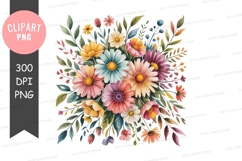 Vibrant flower bouquet clipart png Product Image 1