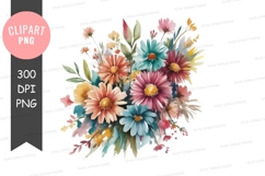 Colorful bouquet of flowers clipart png Product Image 1