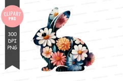 Floral bunny clipart png Product Image 1