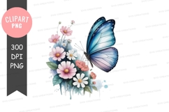 Blue butterfly with flowers Product Image 1