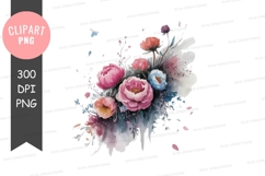 Watercolor floral bouquet png Product Image 1