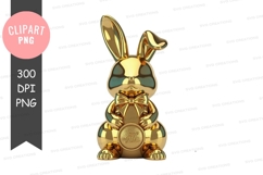 Golden bunny clipart png Product Image 1