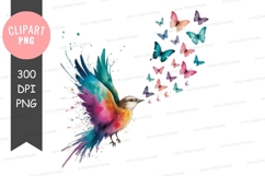 Bird with butterflies clipart png Product Image 1