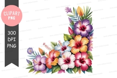 Tropical hibiscus corner clipart png Product Image 1
