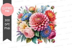Colorful floral bouquet clipart png Product Image 1