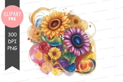 Vibrant flower bouquet clipart png Product Image 1