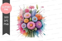 Bright bouquet of flowers clipart png Product Image 1