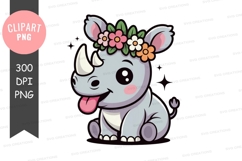Playful rhino with floral crown Product Image 1