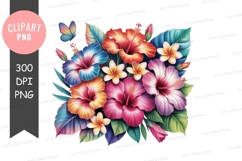 Tropical hibiscus bouquet with butterfly Product Image 1