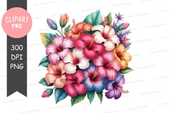 Vibrant bouquet of hibiscus flowers clipart png Product Image 1