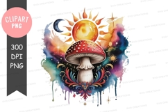Mystical mushroom under the sun and moon png Product Image 1