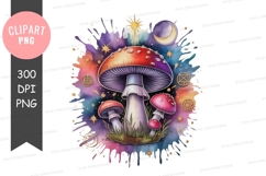 Magical mushrooms in a celestial landscape Product Image 1