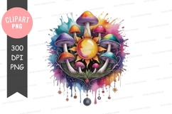 Colorful mushroom circle clipart png Product Image 1