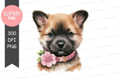 Adorable puppy with flower collar png Product Image 1