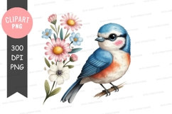 Bird with flowers clipart png Product Image 1