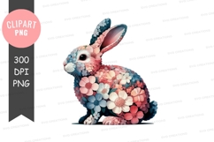 Floral rabbit clipart png Product Image 1