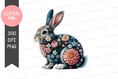 Floral bunny clipart png Product Image 1