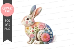 Floral bunny clipart png Product Image 1