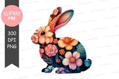 Floral rabbit clipart png Product Image 1