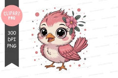 Adorable cartoon bird with flower Product Image 1