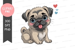 Adorable pug puppy clipart png Product Image 1