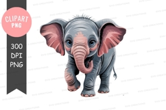 Cute baby elephant clipart png Product Image 1