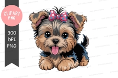 Adorable yorkshire terrier puppy with bow Product Image 1
