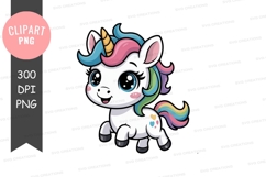 Cute cartoon unicorn clipart png Product Image 1