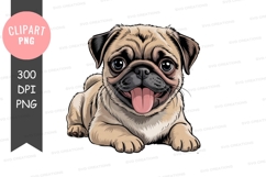 Happy pug puppy clipart png Product Image 1