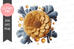 Golden flower with blue accents clipart png Product Image 1
