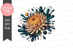 Vibrant chrysanthemum with paint splatter Product Image 1