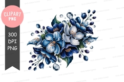 Blue floral bouquet clipart png Product Image 1