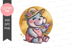 Relaxing hippo with cocktail Product Image 1