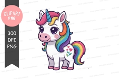 Cute cartoon unicorn clipart png Product Image 1