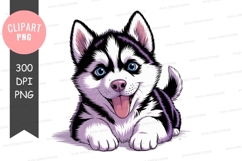 Playful siberian husky puppy clipart png Product Image 1
