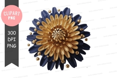 Golden chrysanthemum with blue petals clipart png Product Image 1