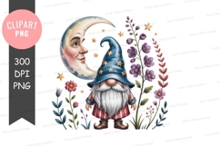 Whimsical moon gnome clipart png Product Image 1