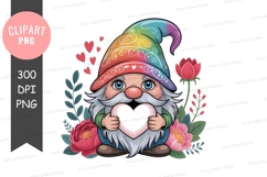 Whimsical gnome holding a heart png Product Image 1