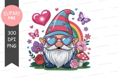 Whimsical gnome with hearts and butterflies png Product Image 1