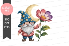 Whimsical gnome holding a flower png Product Image 1
