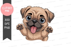Happy pug puppy clipart png Product Image 1