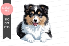 Happy border collie puppy clipart png Product Image 1