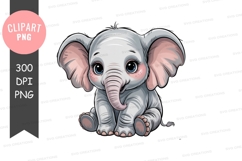 Adorable baby elephant clipart png Product Image 1