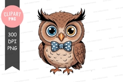 Adorable owl with bowtie png Product Image 1