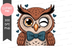 Cute owl winking with bow tie Product Image 1