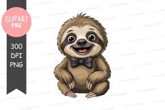 Happy sloth clipart png Product Image 1