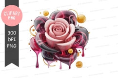 Abstract rose with dripping paint png Product Image 1